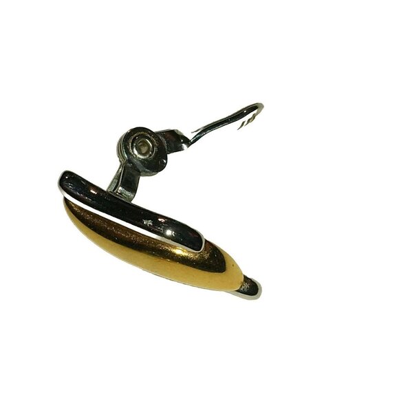 MONET Signed Vintage 70s Clip On Earrings Flame Wing Classic Gold  Silver Tone - Picture 10 of 13